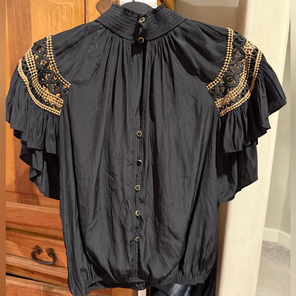Ramy Brook Aleen V-neck Top Blouse in Black size S - NWT - Picture 4 of 11